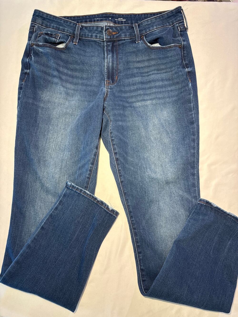 Old Navy Pop Icon Skinny Jeans Womens 12 Long Mid Rise Blue Stretch Denim